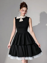Poshira New Solid Color Patchwork Sleeveless Simple Casual Elegant Party Cocktail Dress